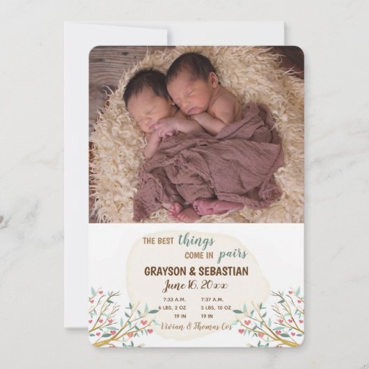 Zweige der Liebe Foto Geburtsankündigung Ankündigung (Vorderseite)