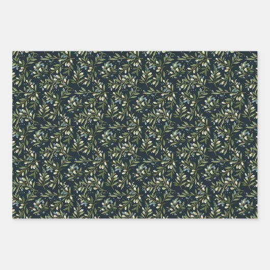 Zweige der Oliven-Pflanze: Naturlich Inspiriertes Geschenkpapier Set (Vorderseite 2)