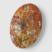 Zweige der Orangen Blätter Herbstnatur Große Wanduhr (Winkel)