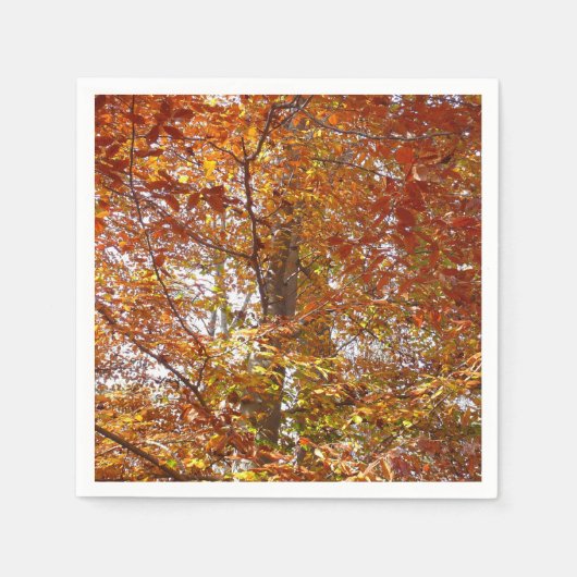 Zweige der Orangen Blätter Herbstnatur Serviette (Vorderseite)