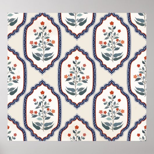 Zweige der orientalischen Blume: Kalamkari Indiane Poster (Vorne)