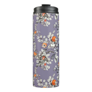 Zweige der wilden Rose: Lila Muster. Thermosbecher