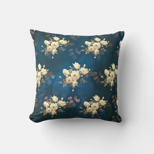 Zweige des Musters "Weiße Rosen" Kissen (Vorderseite)