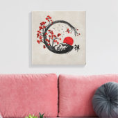 Zweige des Zen-Enso-Kreises und der Sakura Leinwanddruck (Insitu (Wohnzimmer))