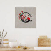 Zweige des Zen-Enso-Kreises und der Sakura Poster (Küche)