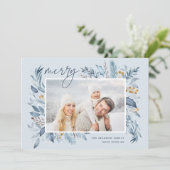 Zweige | Elegantes Foto Feiertagskarte (Stehend Vorderseite)