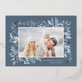 Zweige | Elegantes Foto Silver Folien Feiertagskarte (Vorderseite)