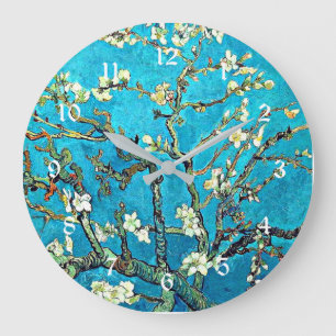 Zweige mit Mandelblüten Große Wanduhr