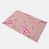 Zweige mit rosa Kirschblüten Muster Fußmatte (Schrägansicht)