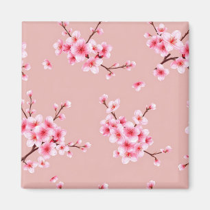 Zweige mit rosa Kirschblüten Muster Magnet