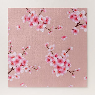 Zweige mit rosa Kirschblüten Muster Puzzle