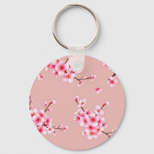 Zweige mit rosa Kirschblüten Muster Schlüsselanhänger