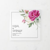 Zweige mit rosa rosa Blume Blumenhochzeit Dreifach-gefaltete Programmkarte (Cover)