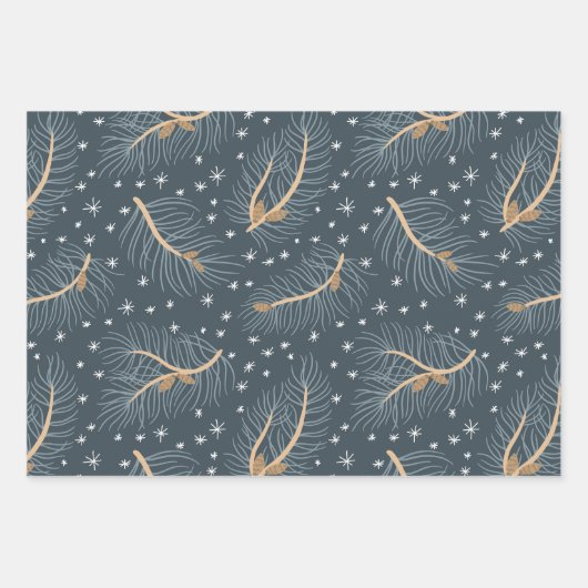 Zweige mit Schneeflocken | Geschenkpapier Set (Vorderseite)