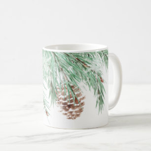 Zweige mit Zapfen, Weihnachten, Weihnachtszwiebeln Kaffeetasse