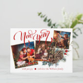 Zweige. Neujahr mit Foto Grußkarte Ankündigung (Stehend Vorderseite)