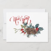 Zweige. Neujahr mit Foto Grußkarte Ankündigung (Rückseite)