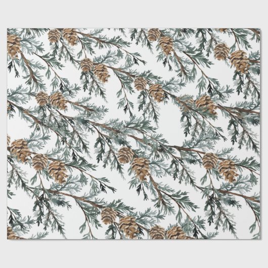 Zweige und Zapfen der blauen Juniperbaume Geschenkpapier (Flach)