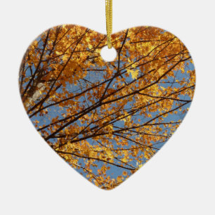 Zweige von Ahornblättern II Orange Herbst Keramik Ornament