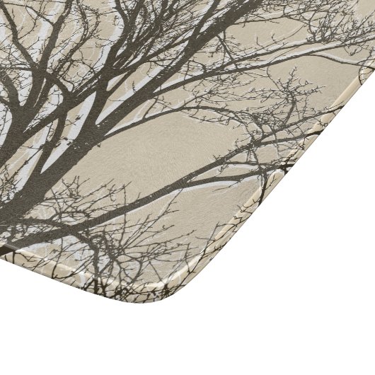 Zweige von Cream Beige Brown White Trees Schneidebrett (Ecke)