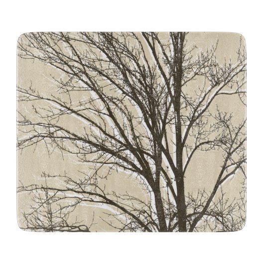 Zweige von Cream Beige Brown White Trees Schneidebrett (Vorderseite)