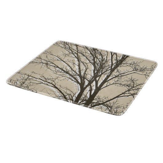 Zweige von Cream Beige Brown White Trees Schneidebrett (Ecke)