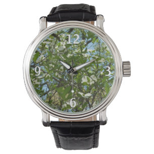 Zweige von Dogwood-Blüten Frühlingsbäume Armbanduhr