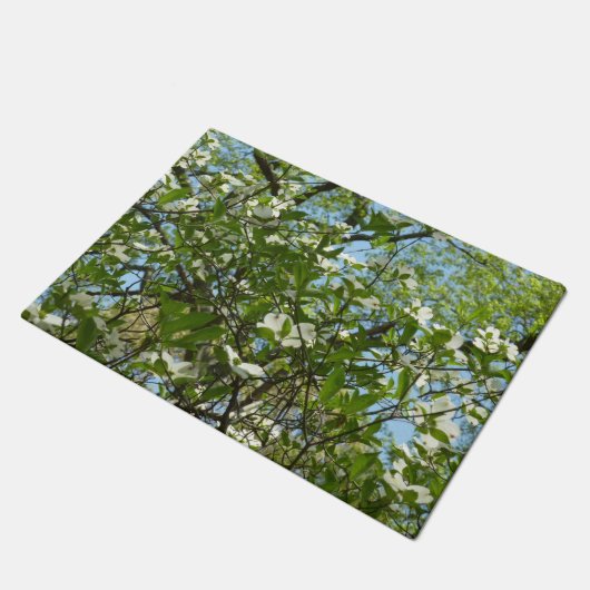 Zweige von Dogwood-Blüten Frühlingsbäume Fußmatte (Schrägansicht)