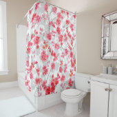 Zweige von Kirschblüten auf weißem und grauem Rück Duschvorhang (Beispiel)