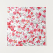 Zweige von Kirschblüten auf weißem und grauem Rück Wandteppich (Vorderseite (Horizontal))