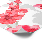 Zweige von Kirschblüten auf weißer und grauer Rück Poster (Ecke)