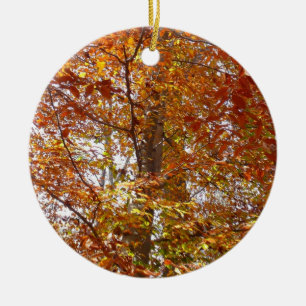 Zweige von orangen Blättern Herbst Natur Keramik Ornament