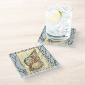 Zweige von Seashell und Bäumen Glasuntersetzer (Schrägansicht)