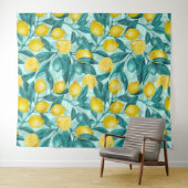Zweige von Zitronen in blau und gelb Wandteppich (Beispiel (Horizontal))