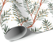 Zweige Wasserfarben-Spruce-Bäume & Goldrausch Geschenkpapier (Rolleneckpunkt)