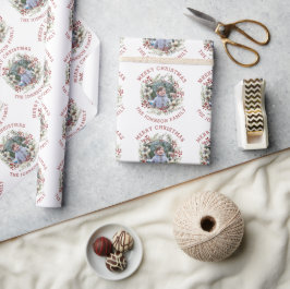 Zweige weiße Blume und Beeren Foto Weihnachten Geschenkpapier