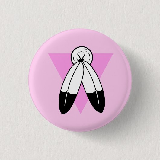 Zweigeile rosa Dreiecksflagge Button (Vorderseite)