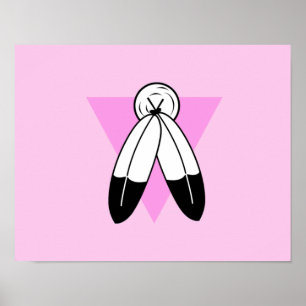 Zweigeile rosa Dreiecksflagge Poster