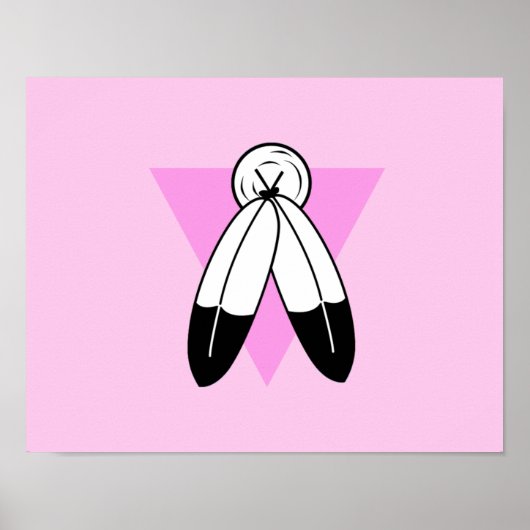 Zweigeile rosa Dreiecksflagge Poster (Vorne)