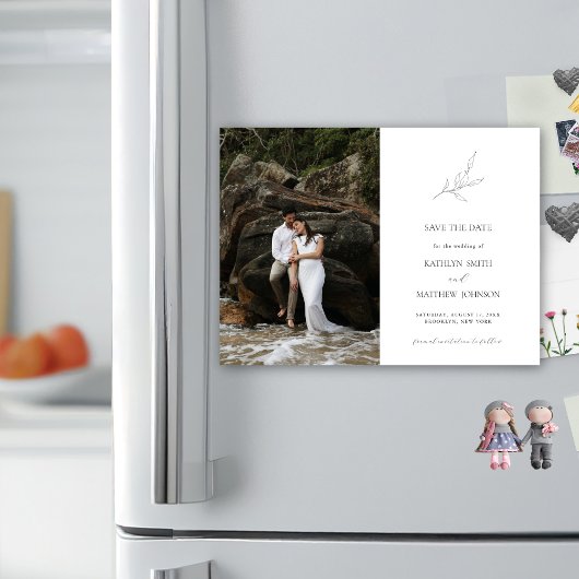 Zweiggarten mit Minimalistischem Olivenöl Save the Magneteinladung