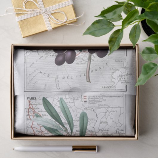 Zweigniederlassung Black Olive Map Frankreich Entd Seidenpapier (Geschenk)