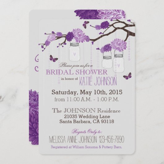 Zweigniederlassung Dahlia Blume Modernes Brautpart Einladung (Vorne/Hinten)