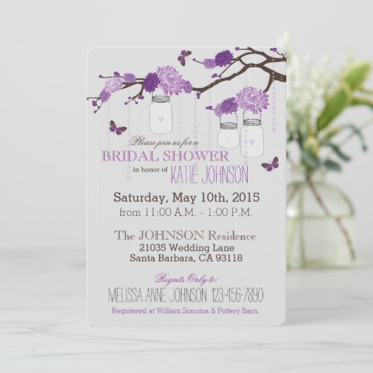 Zweigniederlassung Dahlia Blume Modernes Brautpart Einladung (Stehend Vorderseite)