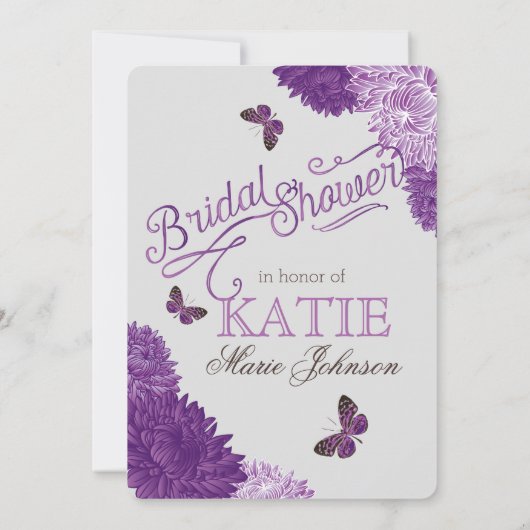 Zweigniederlassung Dahlia Blume Modernes Brautpart Einladung (Rückseite)