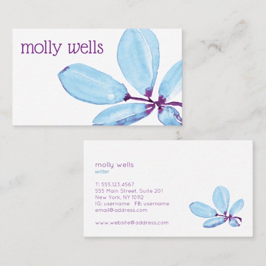 Zweigniederlassung für künstlerisch blaue Lila Was Visitenkarte (Vorne/Hinten)