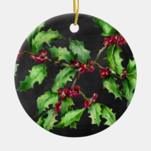Zweigniederlassung Holiday Chalk Green Holly and R Keramik Ornament (Vorne)