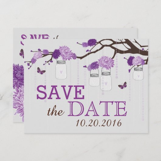 Zweigniederlassung Lavender Dahlia Blume Save the Ankündigungspostkarte (Vorne/Hinten)