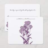 Zweigniederlassung lila Blume Hochzeit RSVP Karte (Vorne/Hinten)