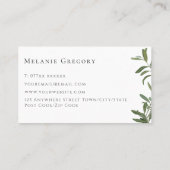 Zweigniederlassung Minimalistischer Olivenbaum Visitenkarte (Rückseite)