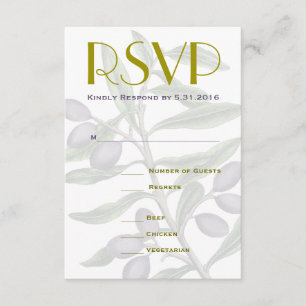 Zweigniederlassung Olivenbaum Hochzeit RSVP   Lila Karte